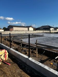 鉄筋が配置された状況